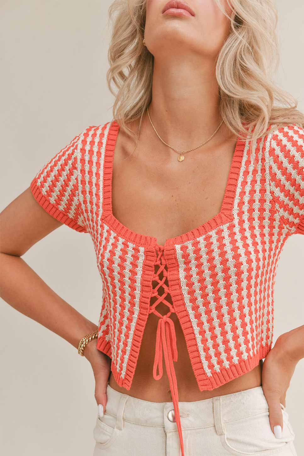 AMORE SWEATER TIE TOP