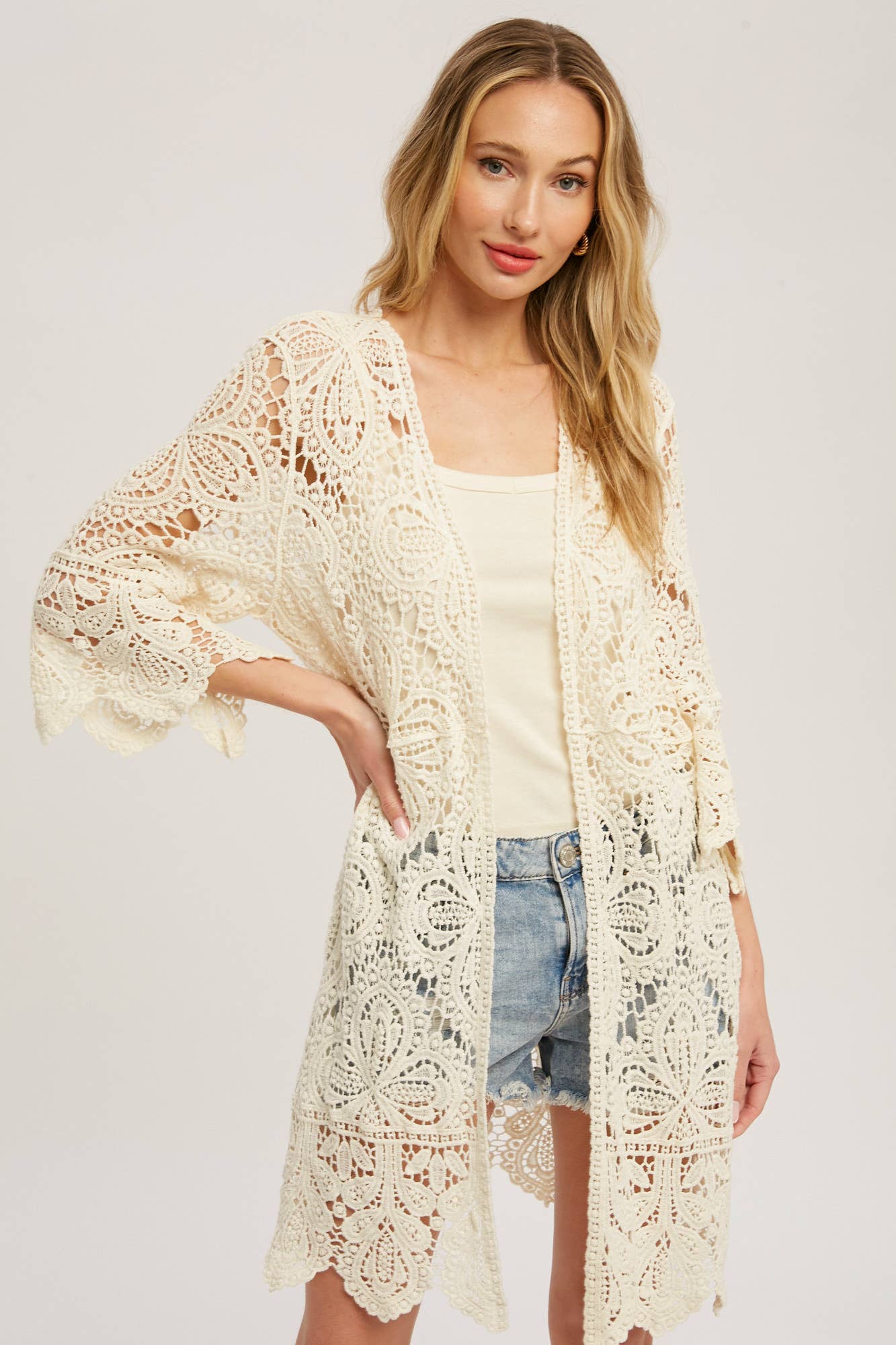 CROCHET LACE CARDIGAN / NATURAL