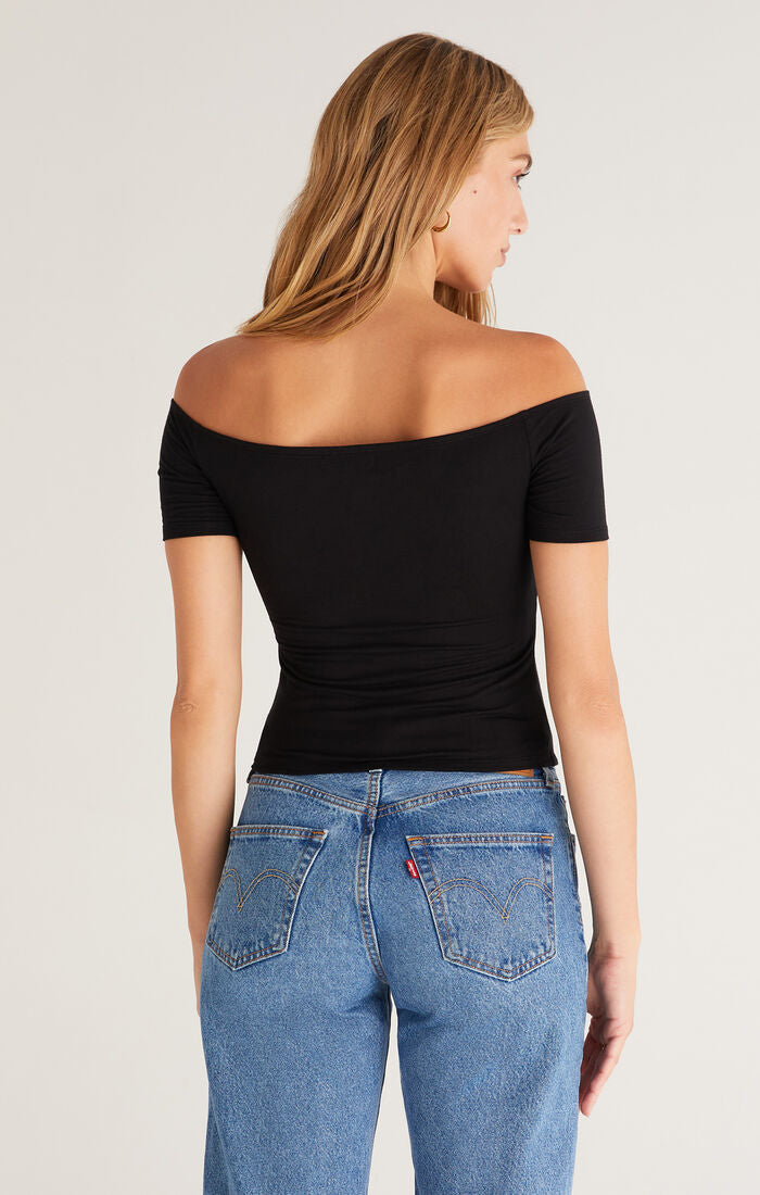 BETH OFF SHOULDER TOP / BLACK