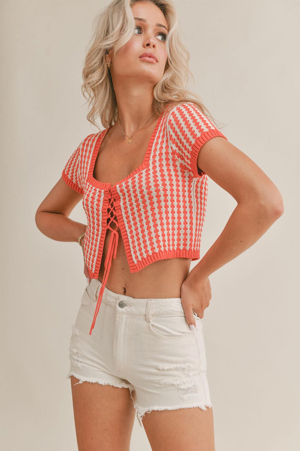 AMORE SWEATER TIE TOP