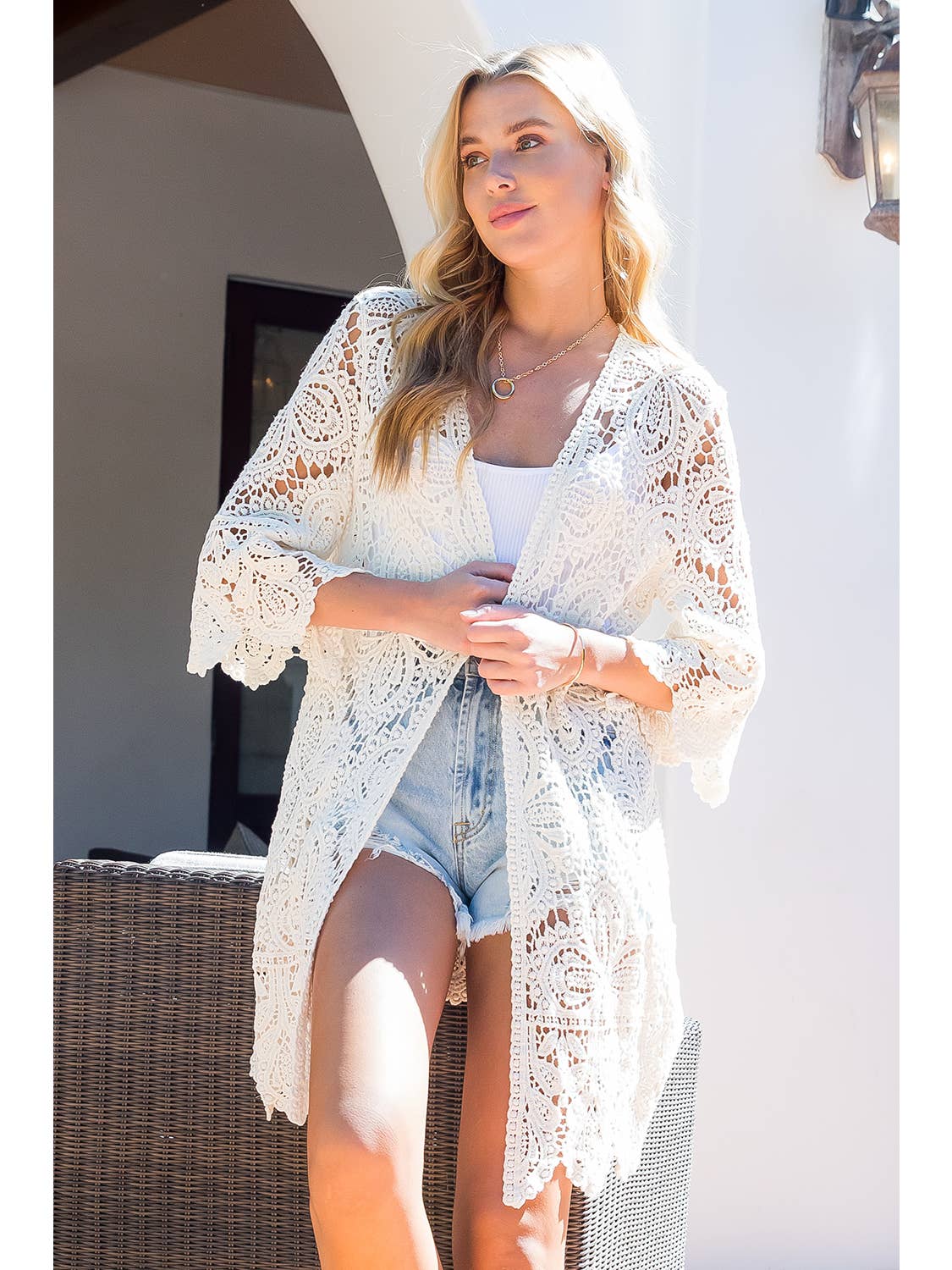 CROCHET LACE CARDIGAN / NATURAL
