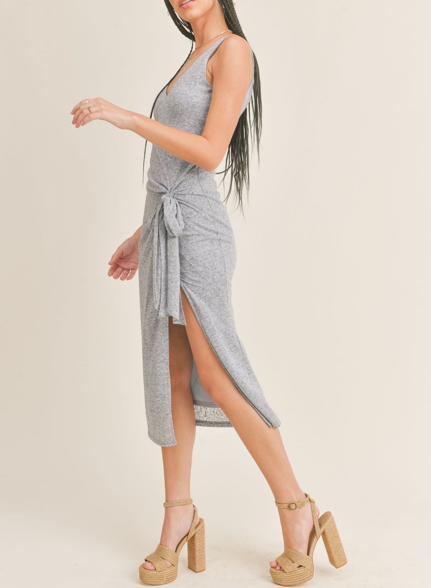 OCEAN BREEZE SIDE TIE MIDI DRESS