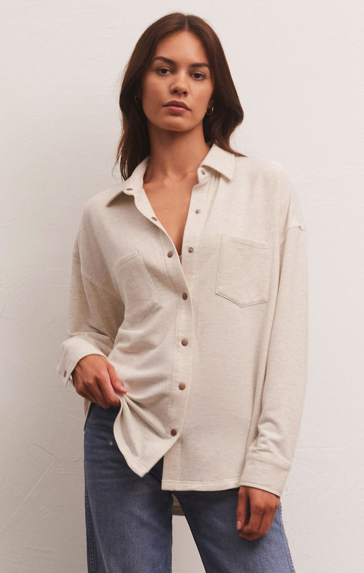 WFH MODAL SHIRT JACKET / LIGHT OATMEAL