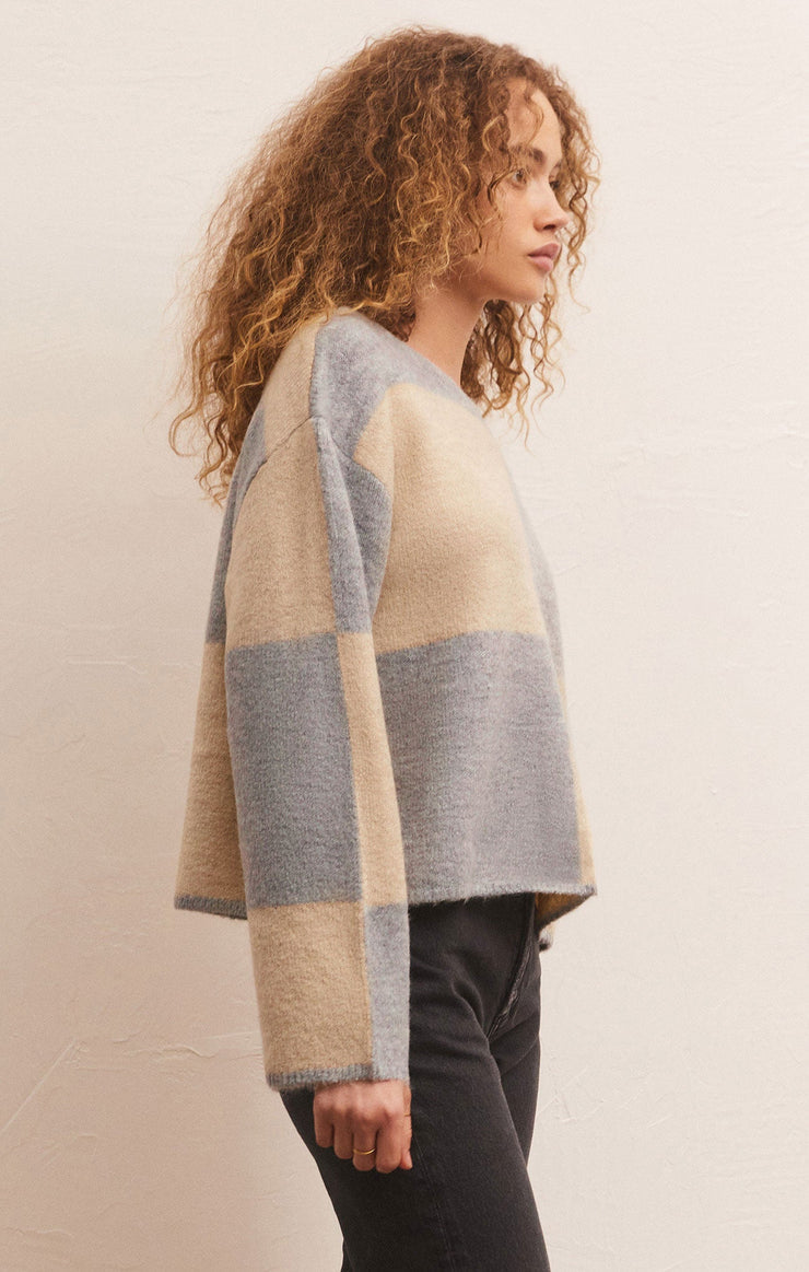 ROSI BLOCKED SWEATER / HEATHER GREY