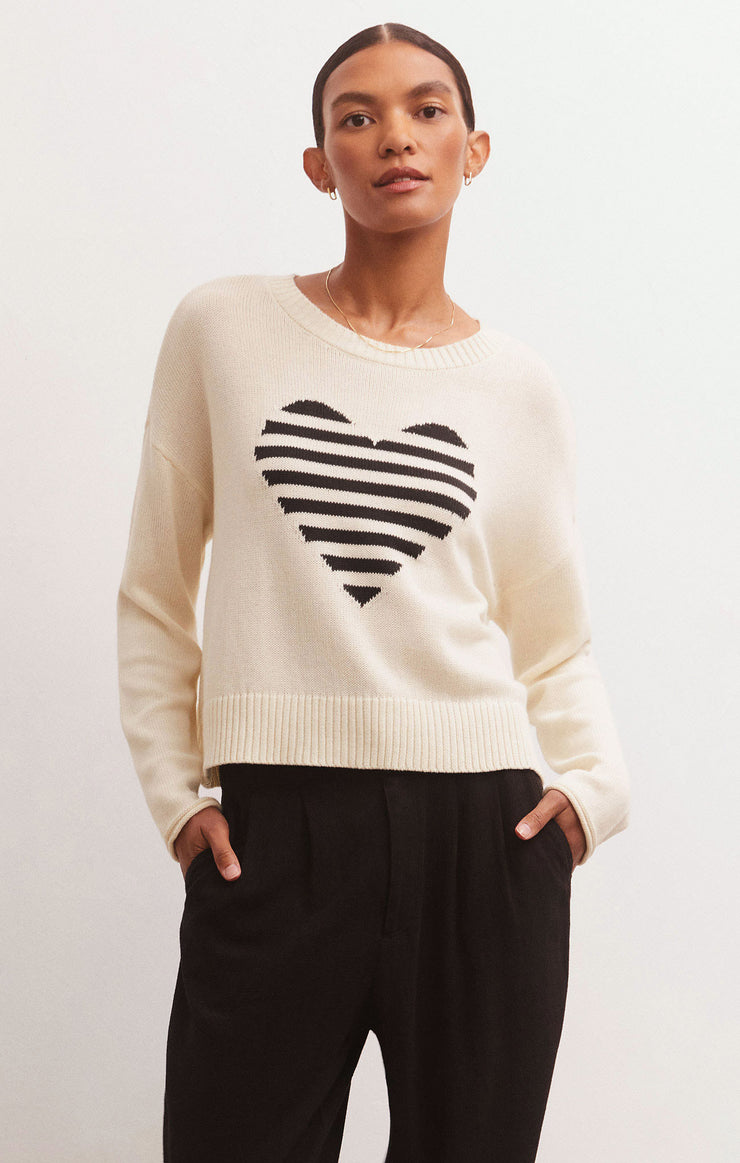 SIENNA HEART SWEATER / SANDSTONE