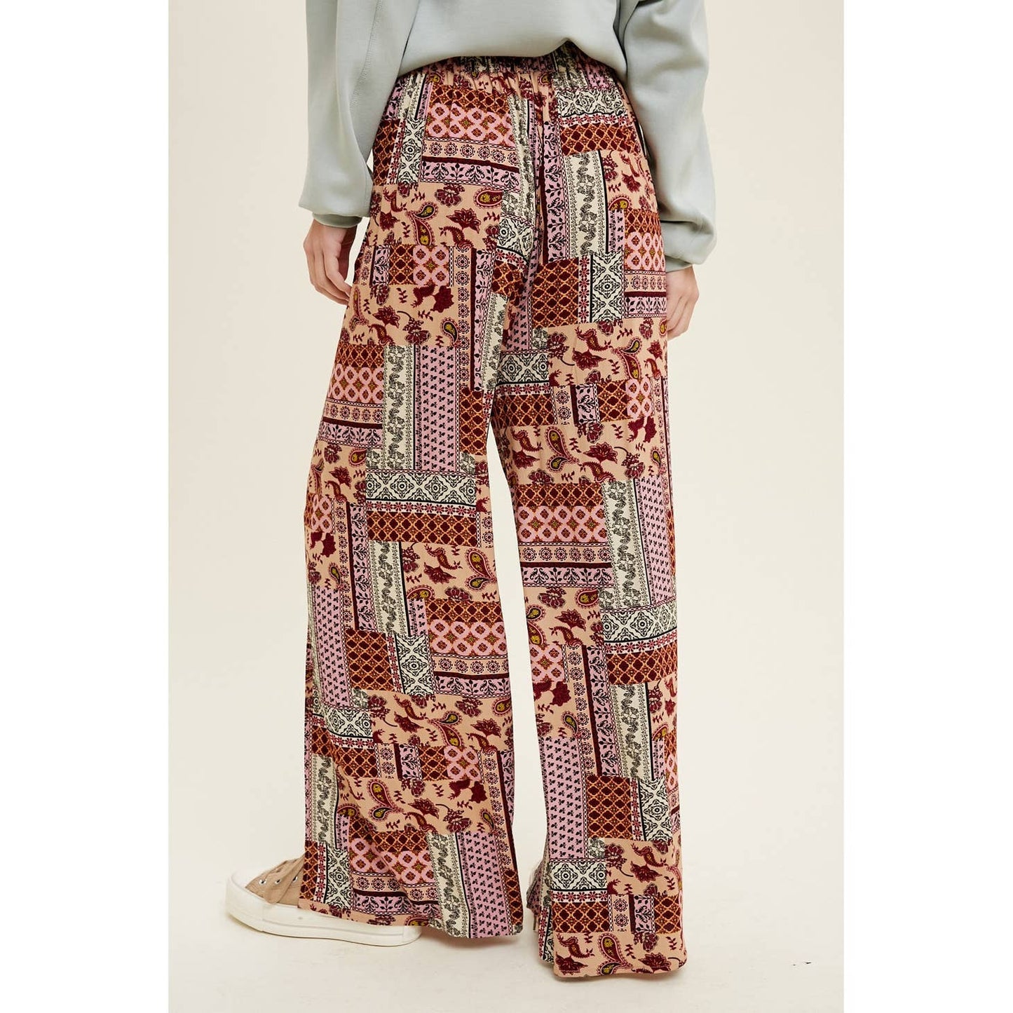 PATCHWORK PANTS W/ SLITS