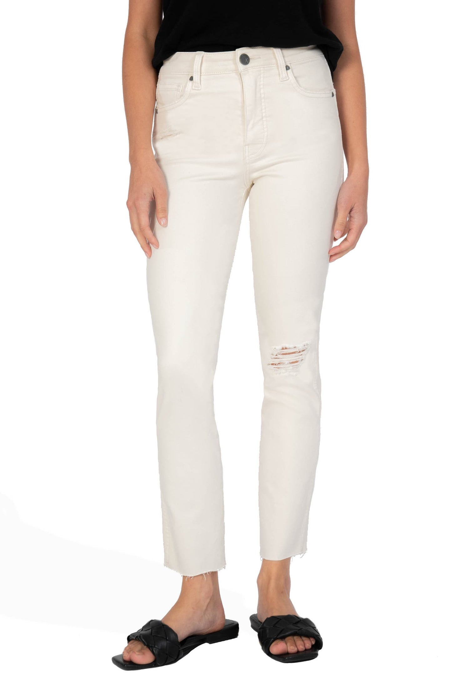 RACHAEL HIGH RISE FAB AB MOM- RAW HEM / ecru