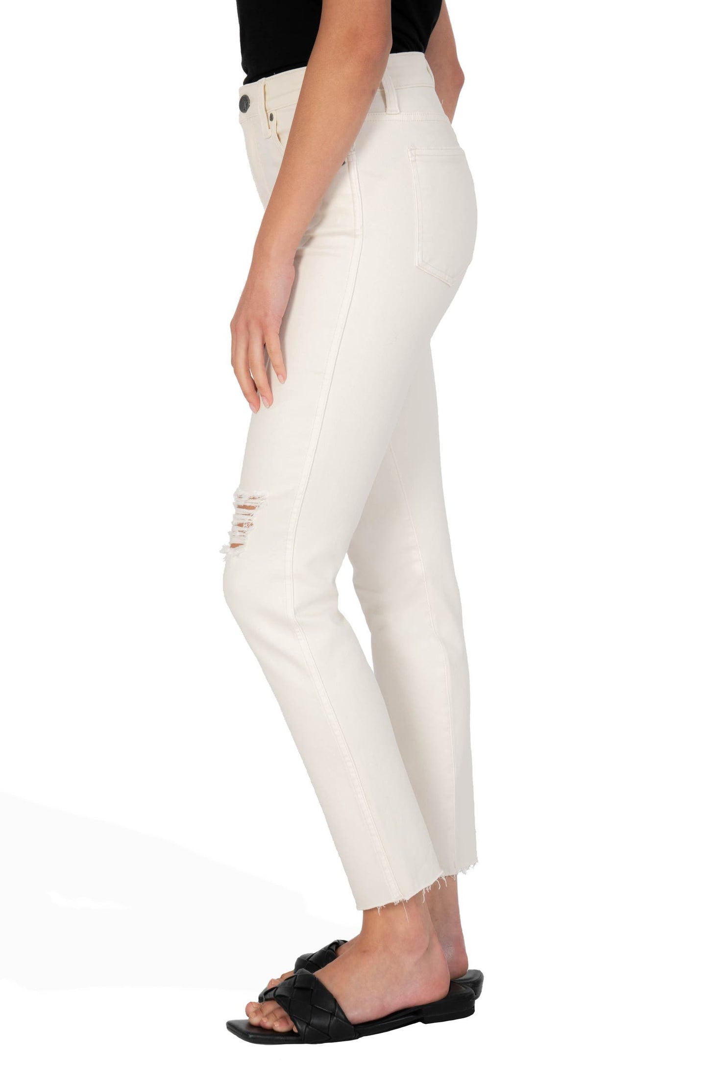 RACHAEL HIGH RISE FAB AB MOM- RAW HEM / ecru