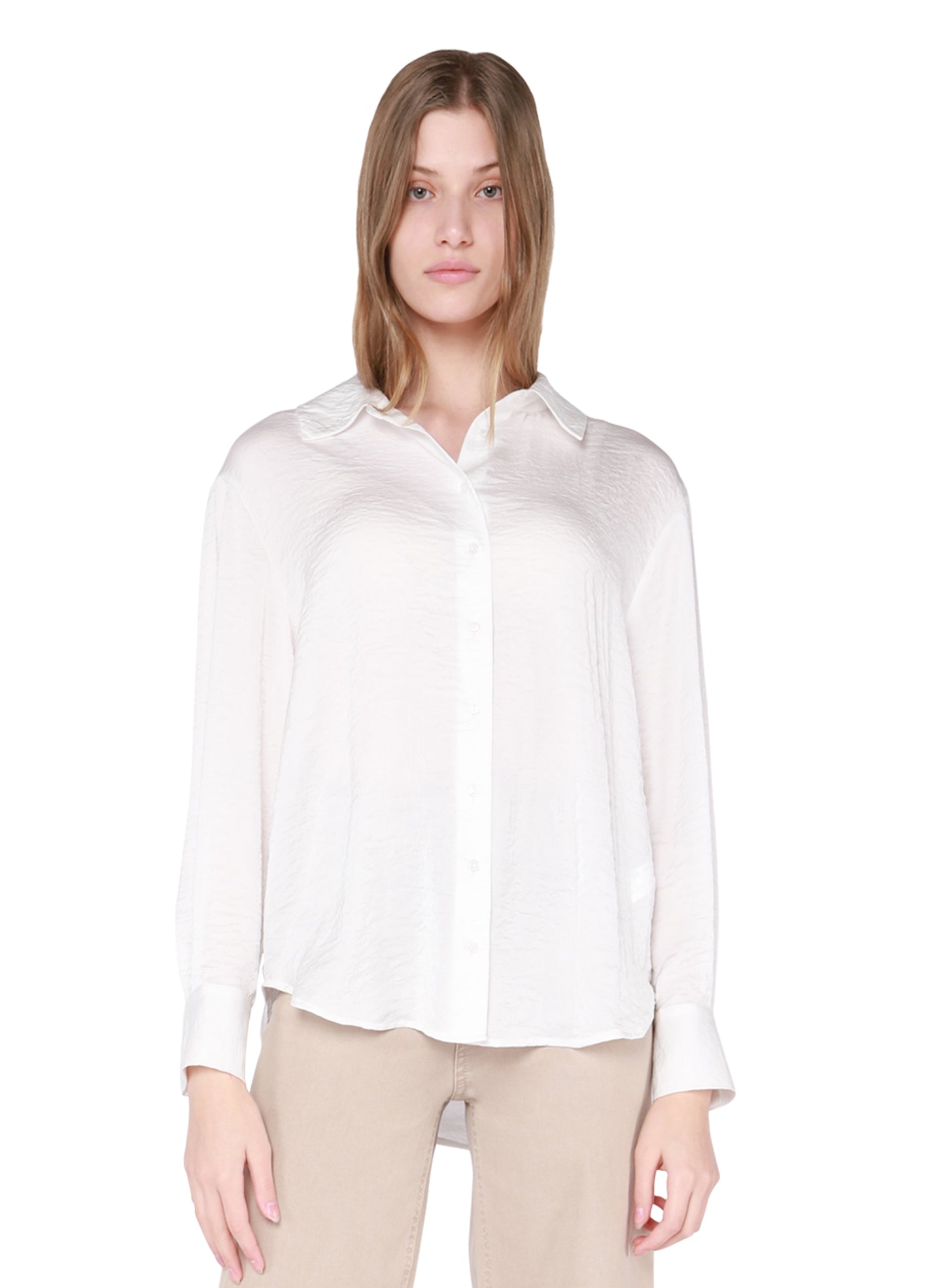 TEXTURED BUTTON FRONT BLOUSE