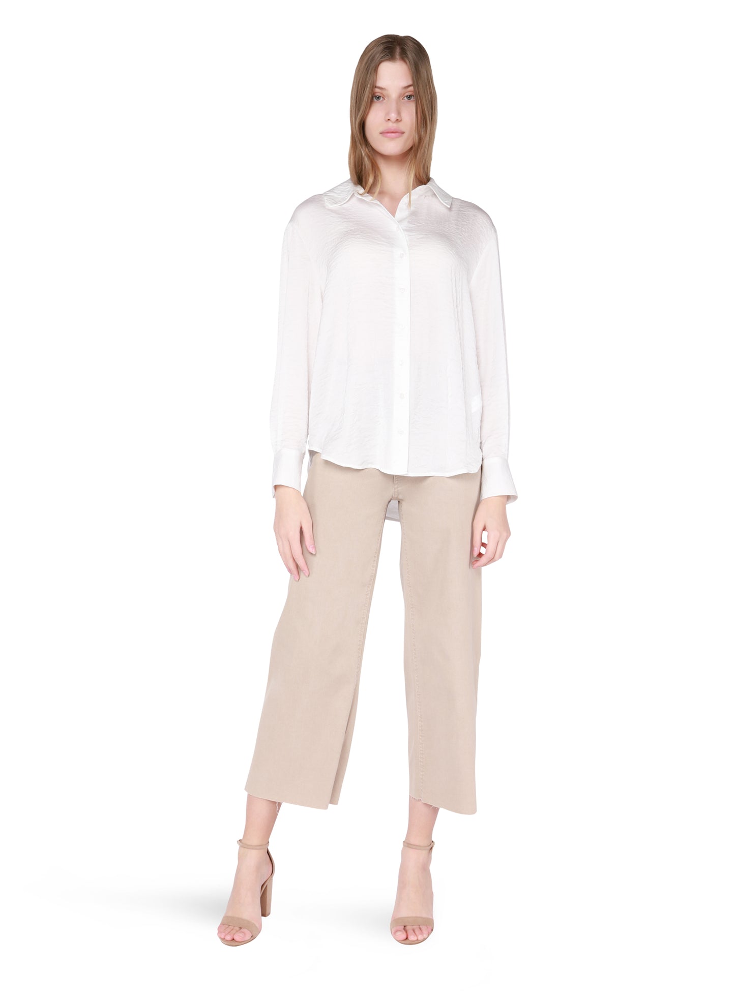 TEXTURED BUTTON FRONT BLOUSE