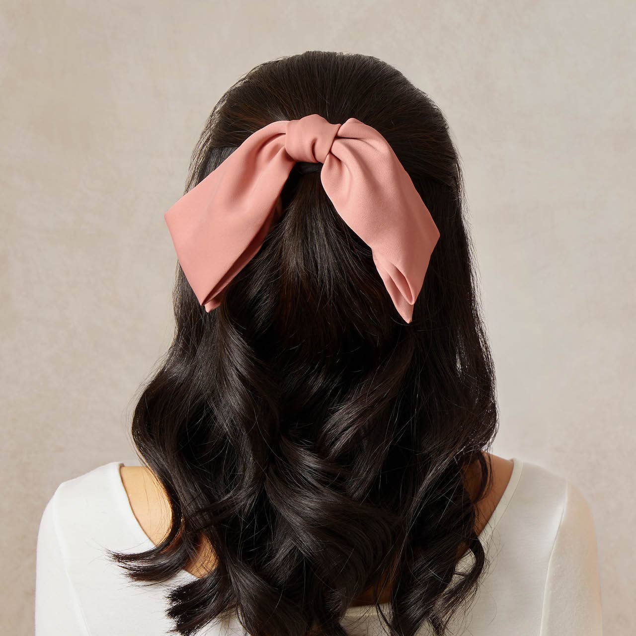 RECYCLED FABRIC BOW HAIR CLIP / ROSEWOOD