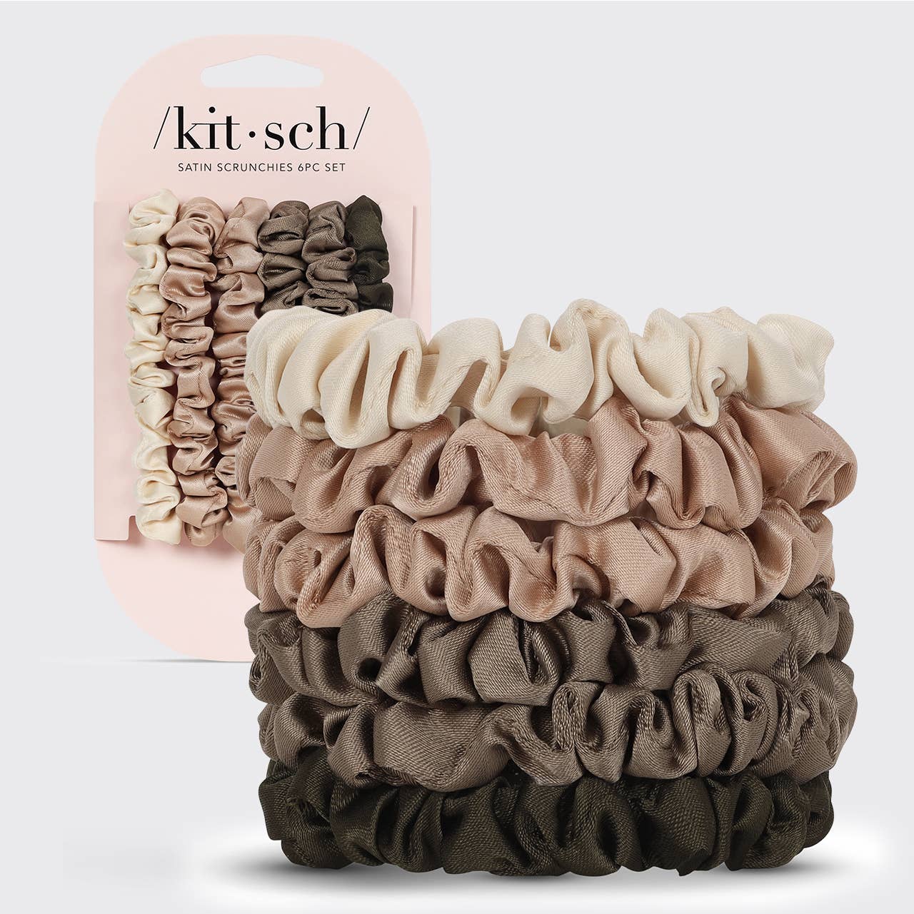 ULTRA PETITE SATIN SCRUNCHIES 6PC / EUCALYPTUS