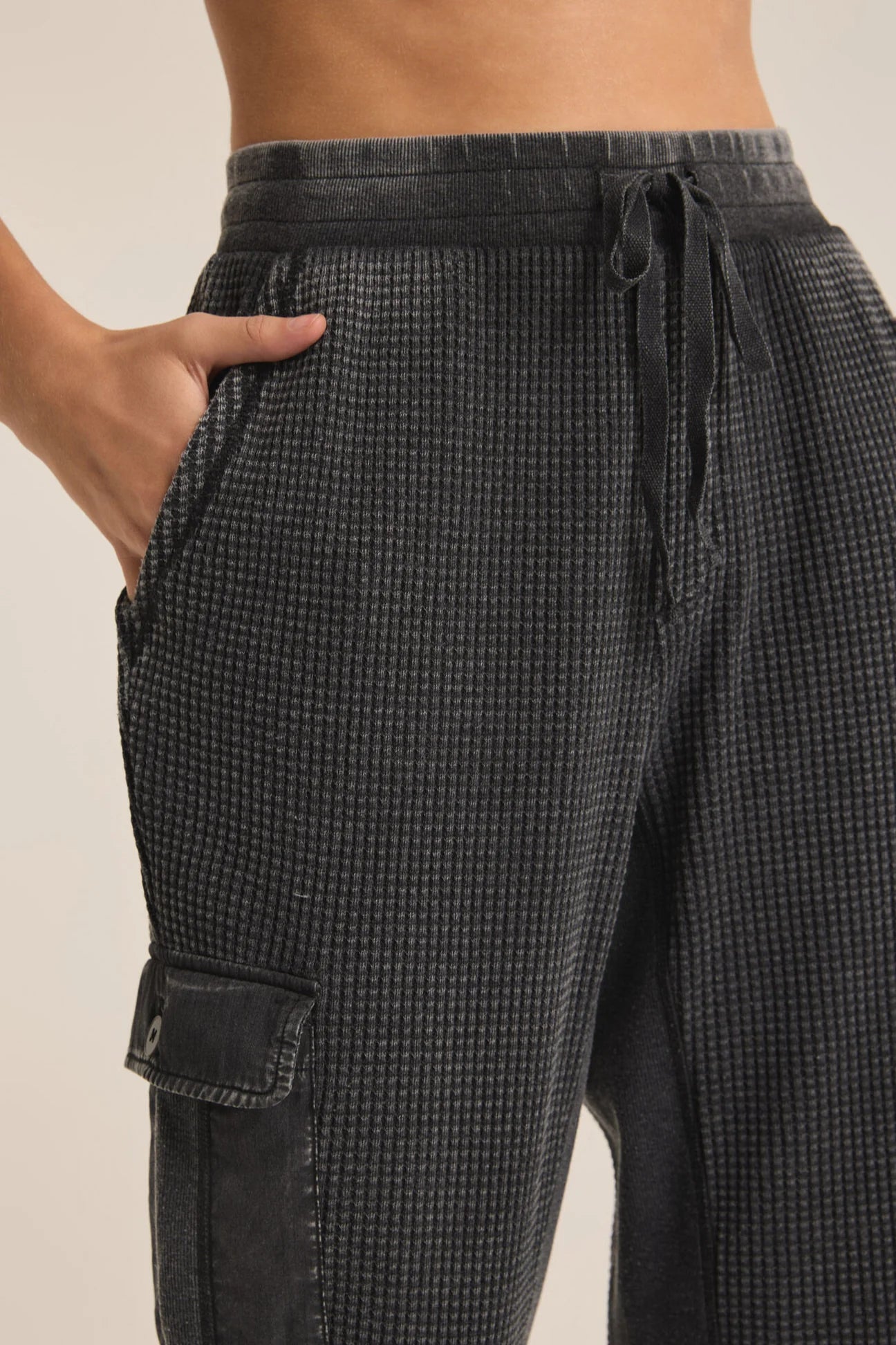 NILES WAFFLE CARGO PANT / BLACK