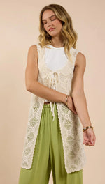 Load image into Gallery viewer, FELL FOR YOU CROCHET FRONT TIE CARDIGAN
