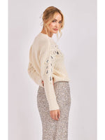 Load image into Gallery viewer, MONROE LEAF CUTOUT EMBELLISHED SWEATER
