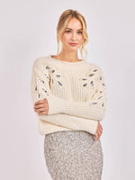 Load image into Gallery viewer, MONROE LEAF CUTOUT EMBELLISHED SWEATER
