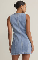 Load image into Gallery viewer, JOLIE DENIM SEAMED MINI DRESS
