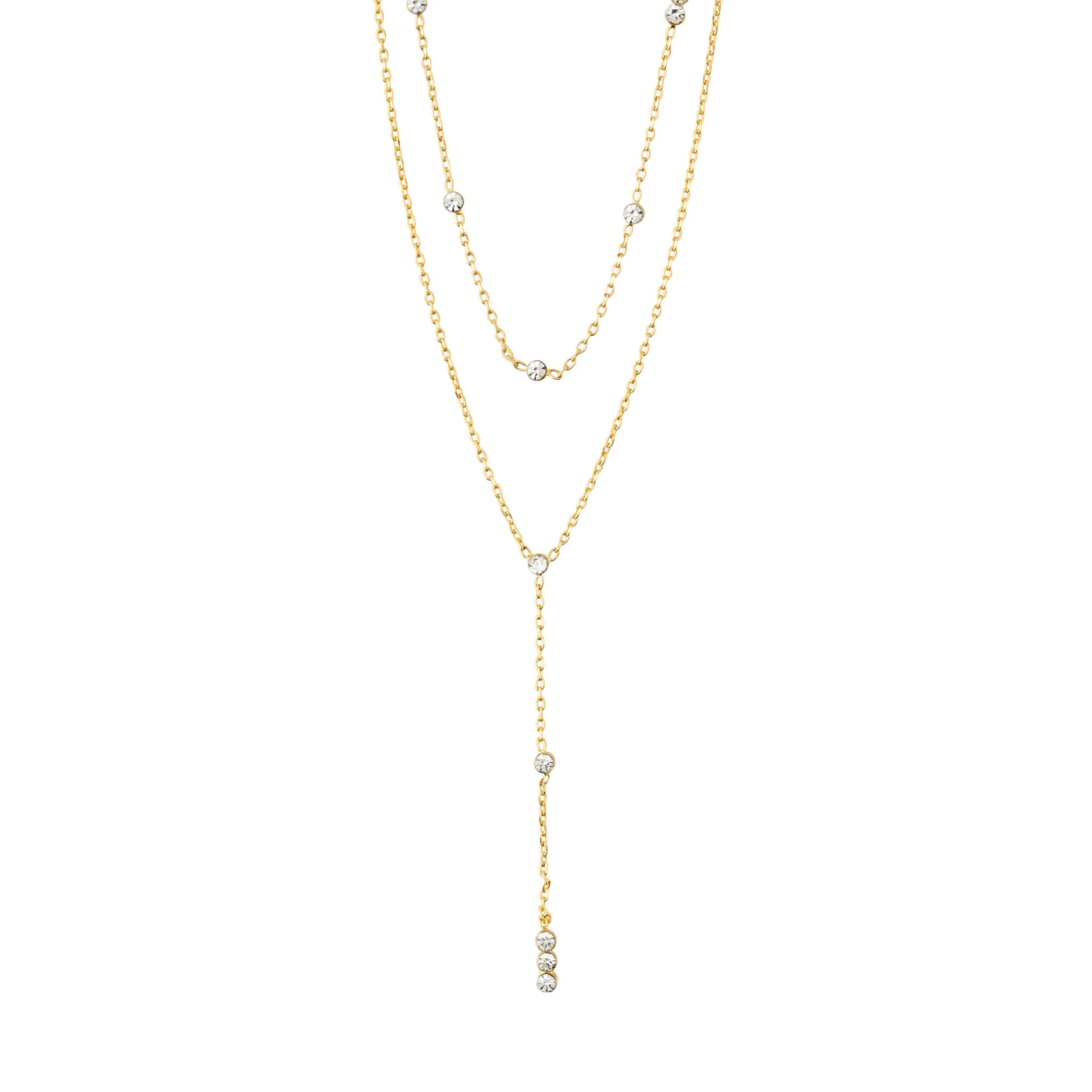 KAMARI crystal chain necklace / gold-plated