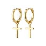 Load image into Gallery viewer, DAISY RECYCLED CROSS HOOPS / GOLD PLATED
