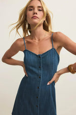 Load image into Gallery viewer, ANGEL EYES DENIM MINI DRESS
