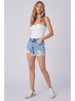 Load image into Gallery viewer, RIPPED HEM DENIM SHORTS/ ACID WASH
