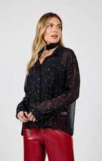 Load image into Gallery viewer, STARRY EYES BLOUSE W/ SELF NECK TIE
