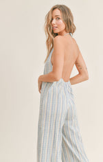 Load image into Gallery viewer, NEWPORT BEACH HALTER JUMPSUIT / SKY MULTI *L*
