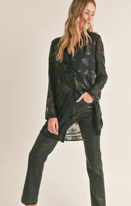 LIKE NO OTHER BUTTON DOWN WOVEN TOP / BLACK
