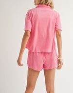 Load image into Gallery viewer, TERRY BUTTON DOWN TOP / PINK
