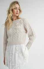 Load image into Gallery viewer, LULU EMBROIDERED DAISY SWEATER
