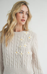 Load image into Gallery viewer, LULU EMBROIDERED DAISY SWEATER
