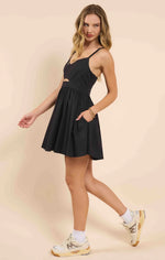 Load image into Gallery viewer, SHADES ON FRONT CUTOUT MINI DRESS / BLACK
