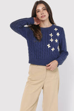 Load image into Gallery viewer, LULU EMBROIDERED DAISY SWEATER
