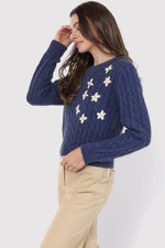 Load image into Gallery viewer, LULU EMBROIDERED DAISY SWEATER

