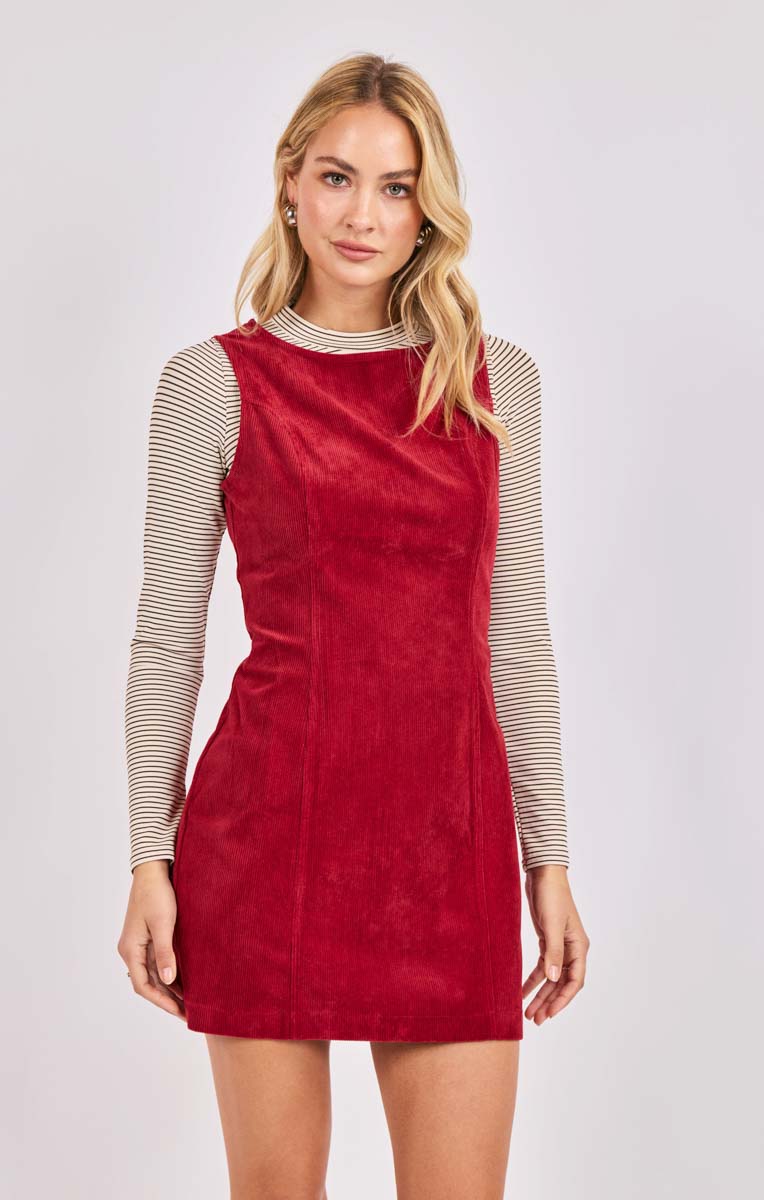 SKY BAR CORDUROY MOD DRESS