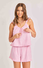 Load image into Gallery viewer, JETSET RUFFLE TOP &amp; SHORTS SET

