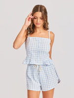 Load image into Gallery viewer, STARLET GINGHAM TOP / SKYBLUE
