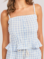 Load image into Gallery viewer, STARLET GINGHAM TOP / SKYBLUE
