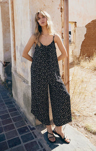 DITSY FLARED JUMPSUIT / BLACK