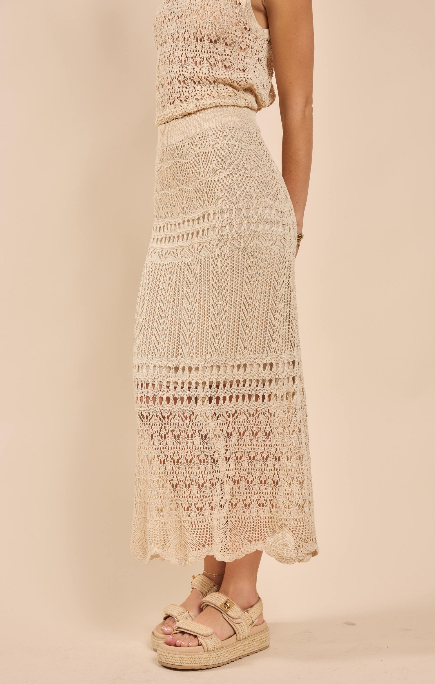 DYA CROCHET KNIT MIDI SKIRT