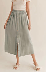 Load image into Gallery viewer, BOTANICAL MIDI SKIRT W/ BUTTON
