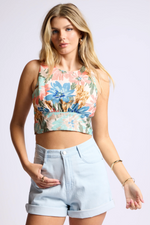 Load image into Gallery viewer, SHOP LOCAL FLORAL OPEN BACK TIE TOP
