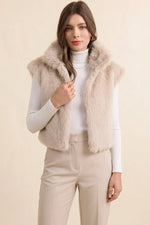 Load image into Gallery viewer, GEORGETTE FAUX FUR VEST / TAUPE
