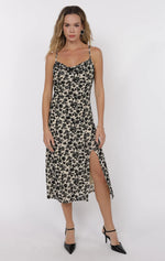 Load image into Gallery viewer, ANALOGUE NOSTALGIA COWL NECK MIDI DRESS

