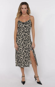 ANALOGUE NOSTALGIA COWL NECK MIDI DRESS