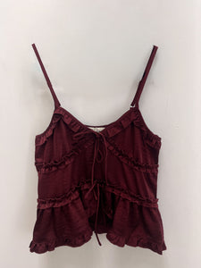 ONE LOOK RUFFLE TRIM V-NECK SLEEVELESS TOP