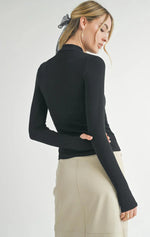 Load image into Gallery viewer, RONAN MOCK NECK TOP WITH THUMBHOLE / BLACK
