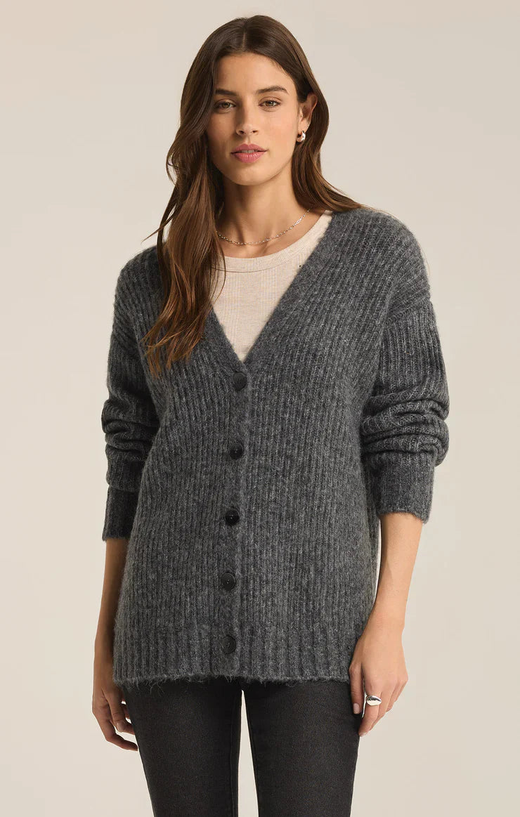 JOSIE COZY CARDIGAN / CHARCOAL HEATHER