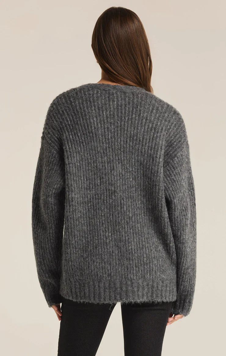 JOSIE COZY CARDIGAN / CHARCOAL HEATHER