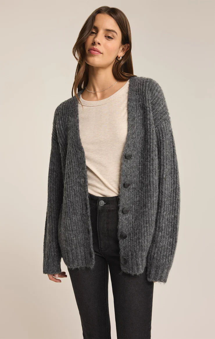 JOSIE COZY CARDIGAN / CHARCOAL HEATHER